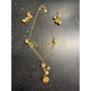 Romanza Italy 18‎ Karat Goldplated Y Orbit Necklace & Earrings Ret. $500 - NEW
